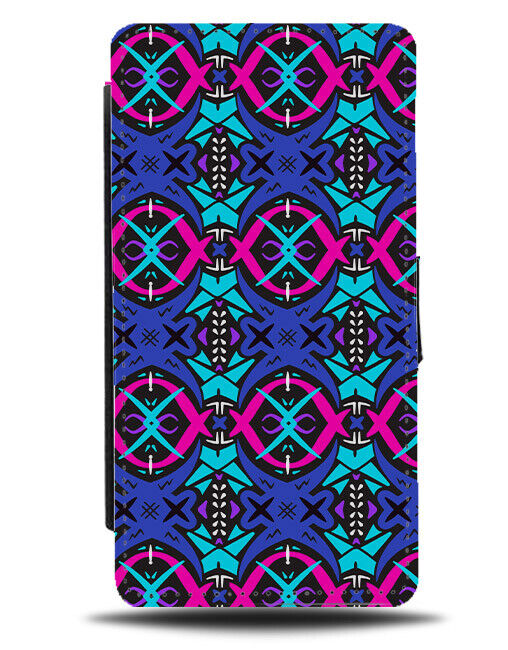 Trippy Colourful Shapes Flip Wallet Case Abstract Colours Pattern Design N408