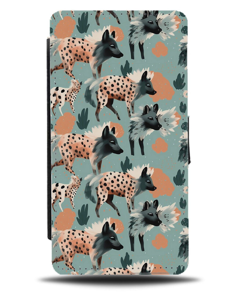 Hyenas Pattern Flip Wallet Case Hyena Spots Skin African Hunting Dogs Gift CY26