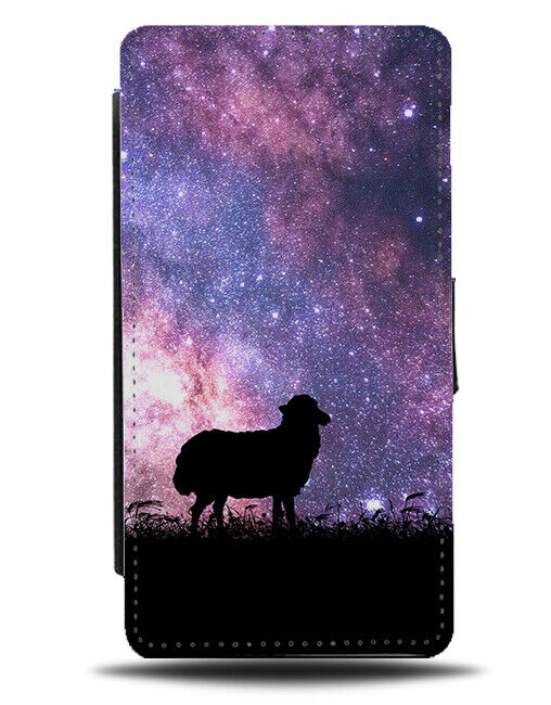 Sheep Silhouette Flip Cover Wallet Phone Case Lamb Lambs Space Stars Night i193