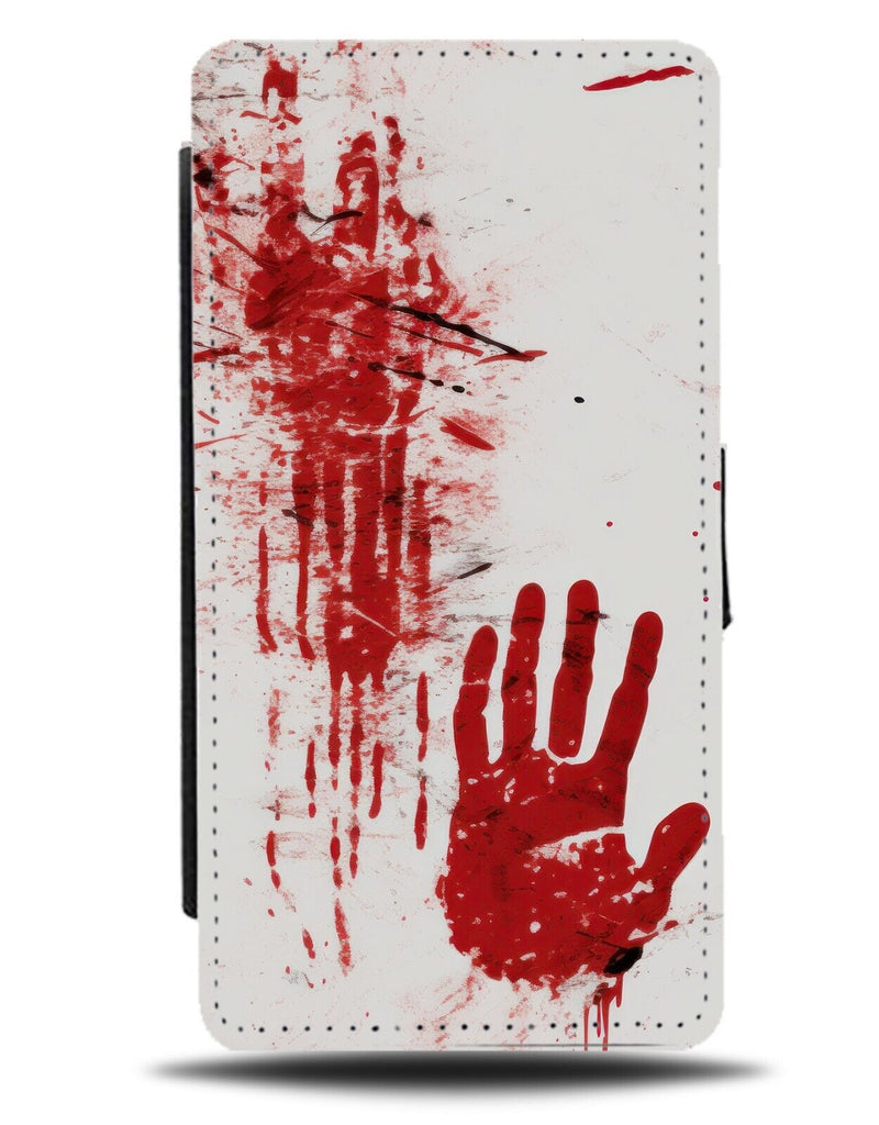 Bloody Hand Stains Flip Wallet Case Funny Halloween Crime Scene Horror DC05