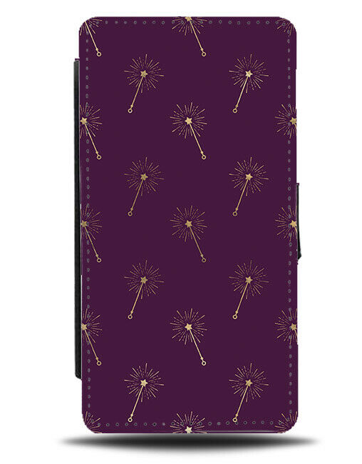 Gold Dandelion On Purple Flip Wallet Case Dandelions Flower Flowers Wand G231