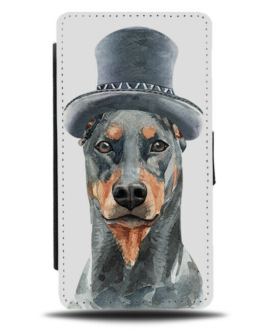 Dobermann Top Hat And Bow Tie Flip Wallet Phone Case Tophat Bowtie Picture K543