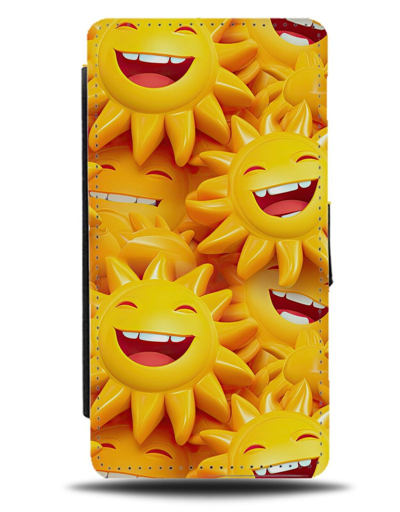 Happy Sunshine Faces Flip Wallet Case Sun Sunny Summer Face Holidays Hot BX38