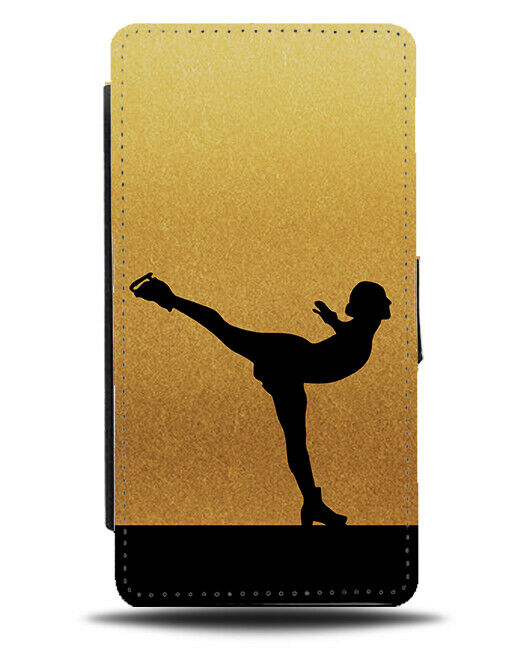 Ice Skating Flip Cover Wallet Phone Case Skates Skater Figure Gold Golden i595