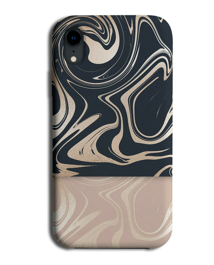 Black & Rose Gold Whirls Phone Case Cover Swirly Lines Hypnotic Print And G108