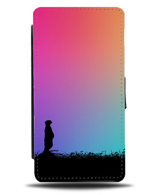 Meerkat Silhouette Flip Cover Wallet Phone Case Meerkats Multicoloured I061