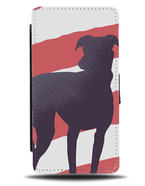 American Greyhound Silhouette Flip Wallet Case America Stripes Dogs K377