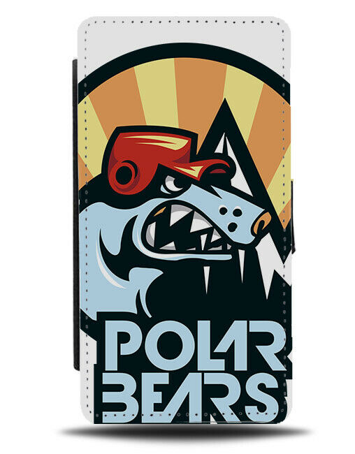 Polar Bear Hockey Player Flip Wallet Phone Case Bears Face Growling Animal E390