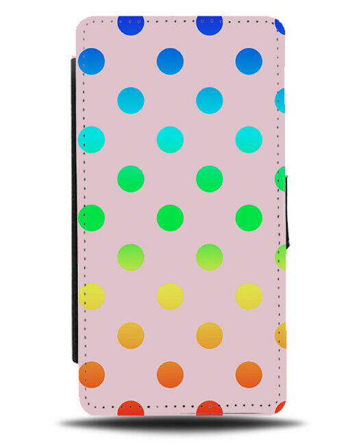 Baby Pink and Multi Coloured Flip Cover Wallet Phone Case Polka Dot Rainbow i528