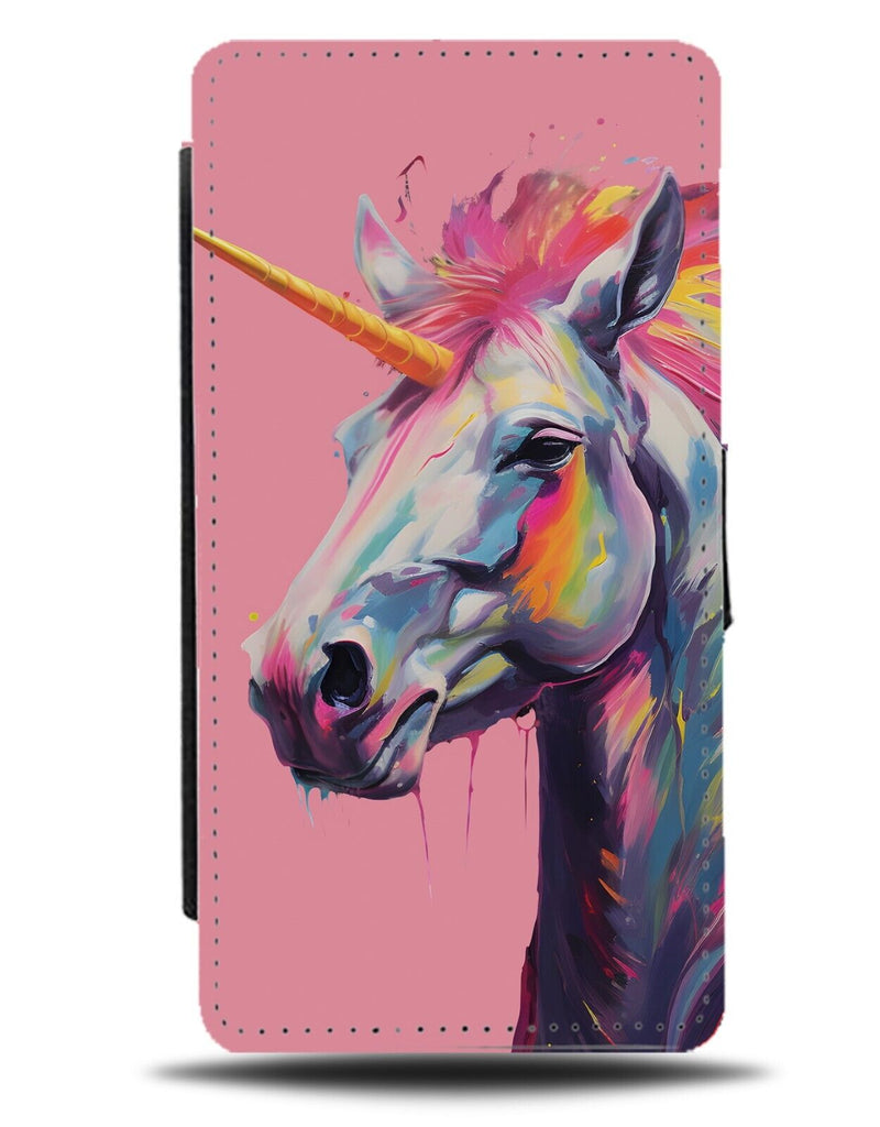 Colourful Unicorn Artwork Flip Wallet Case Graffiti Unicorns Face Head Horn CS88