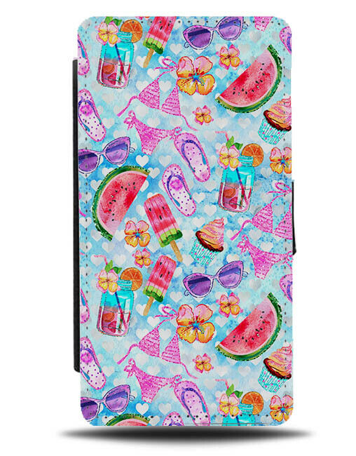 Girls Bikini and Cocktails Painting Flip Wallet Case Holiday Melons Melon G864