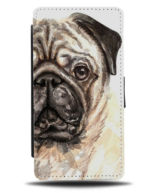 Pug Flip Wallet Case Dog Oil Painting Artwork Art Face Portrait Drawing K735