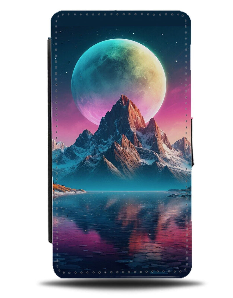 Night Sky Mountains Flip Wallet Case River Reflection Nature Wow Cool Blue AM98