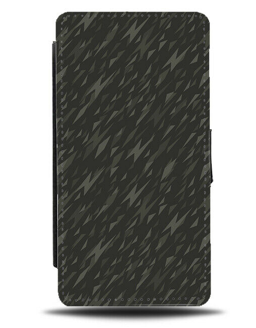 Dark Green Camo Flip Wallet Case Black Grey H579