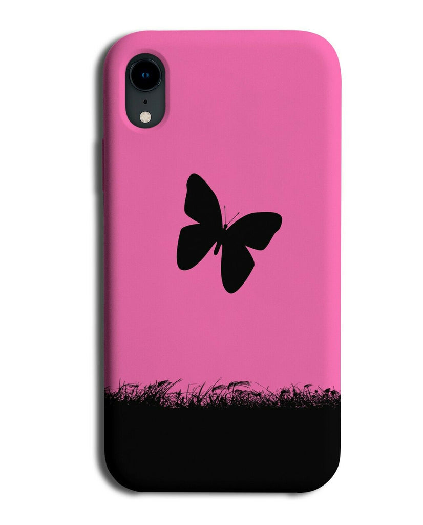 Butterfly Silhouette Phone Case Cover Butterflies Hot Pink Black Coloured I014