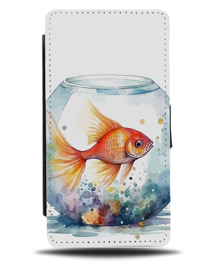 Goldfish In A Fish Bowl Art Flip Wallet Case Oil Painting Gold Fishes Pic DA40
