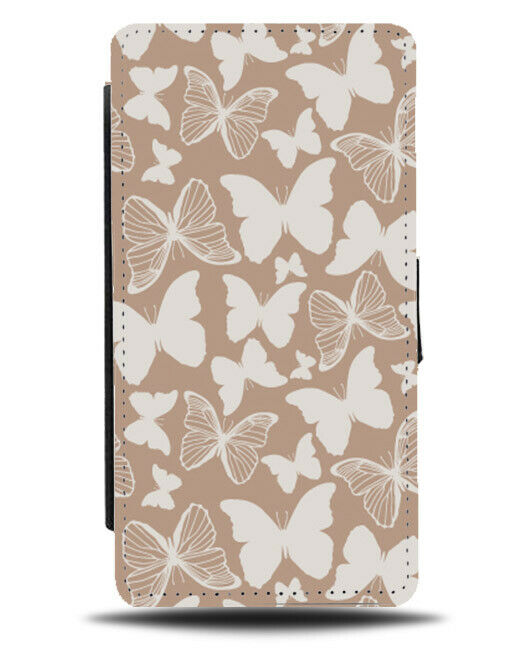 Vintage Fashion Butterflies Flip Wallet Case Butterfly Dark Brown White E923