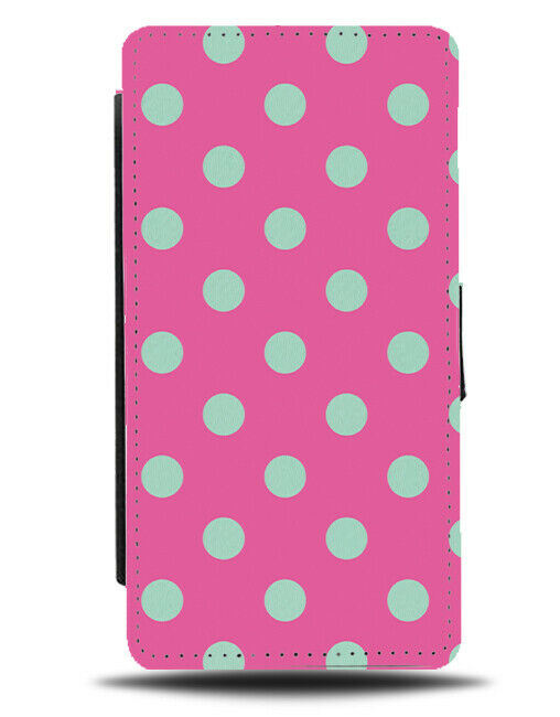 Hot Pink With Mint Green Polka Dots Flip Cover Wallet Phone Case Dot Light i571