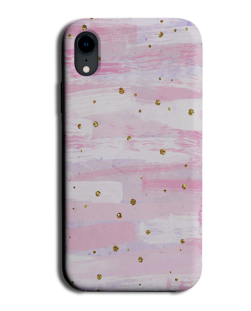 Pink Painting Print Phone Case Cover Gold Dots Splats Spots Splotches Girls AV17