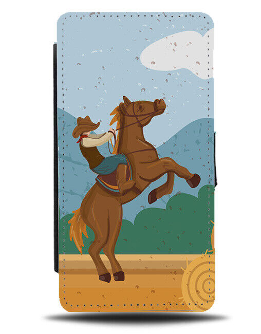 Cartoon Childrens Cowboy Flip Wallet Case Kids Horse Horse Cowboys Design J525