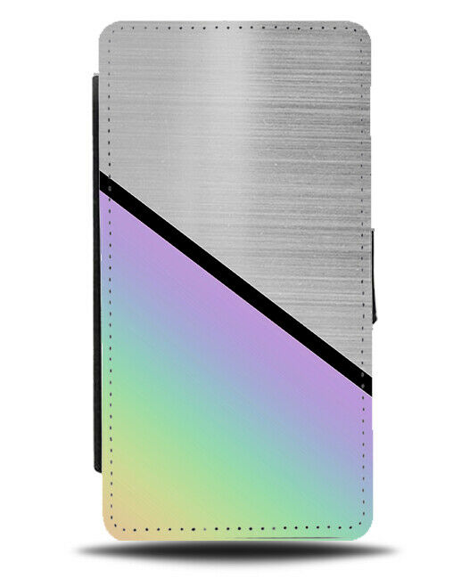 Silver And Rainbow Flip Cover Wallet Phone Case Picture Colourful Colours i373