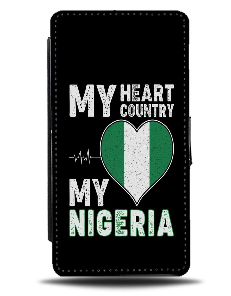 My Heart Is In Nigeria Flip Wallet Case Nigerian Flag Novelty Patriotic DE87