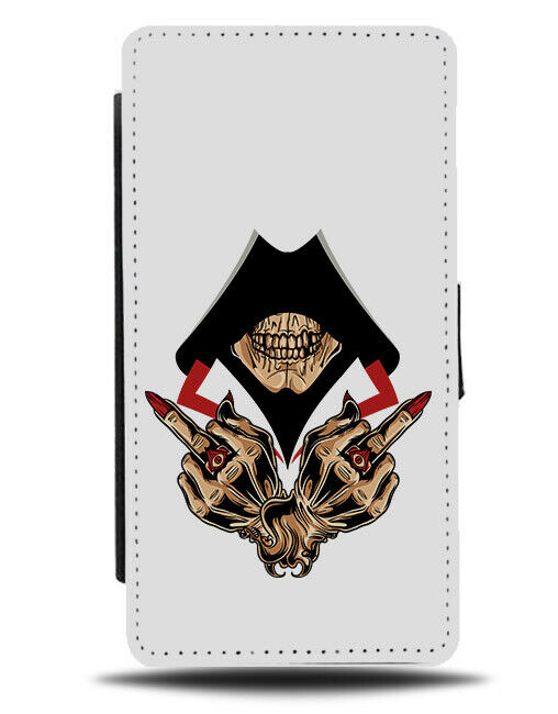 Skelton Fingernail Flip Wallet Phone Case Fingernails Nail Varnish Make Up E363