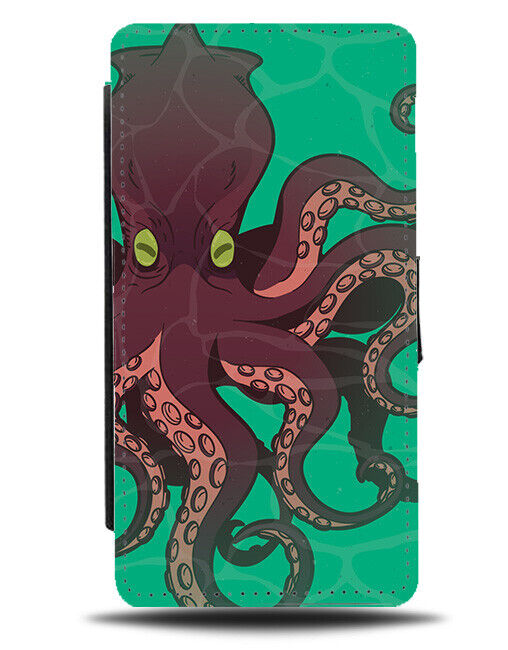Underwater Kraken Octopus Flip Wallet Case Krakens Arms Cartoon Picture J660