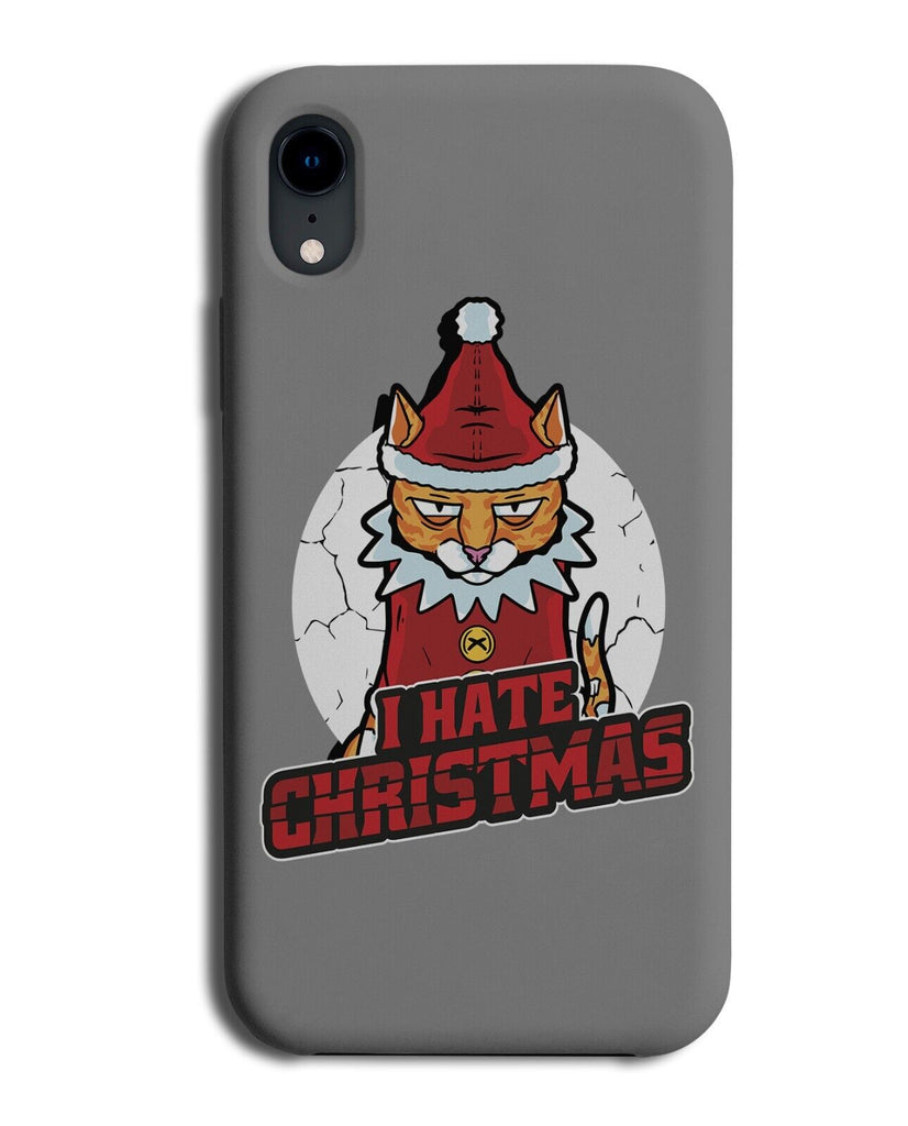 Funny I Hate Christmas Cat Phone Case Cover Sad Grump Anti Humour Novelty N736