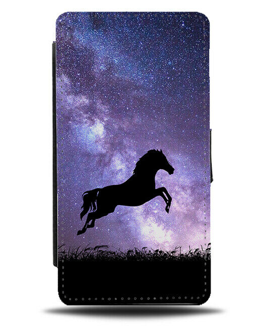 Horse Silhouette Flip Cover Wallet Phone Case Horses Pony Galaxy Moon i211