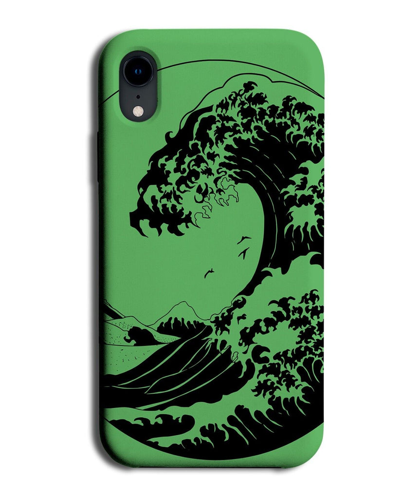 Green Japanese Wave Phone Case Cover Waves Large Japan Anime Asia Asian AA80