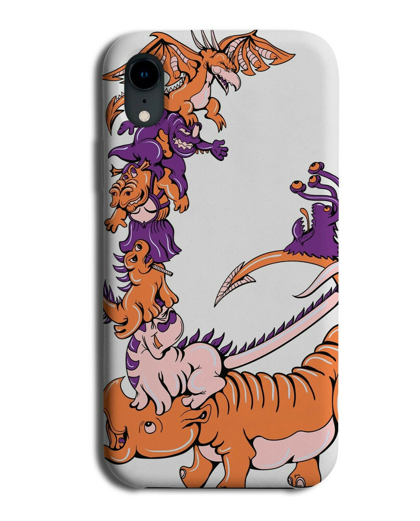 Dinosaur Tower Phone Case Cover Dinosaurs Pyramid Funny Kids Orange E177