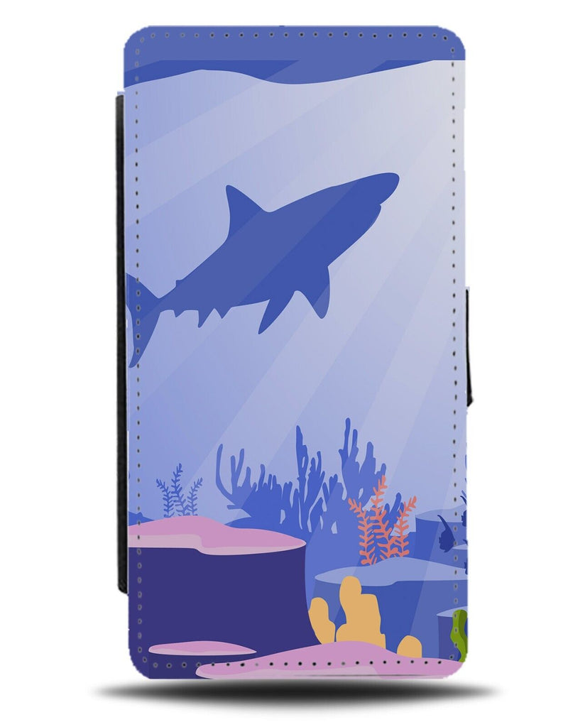 Cartoon Shark Silhouette Shape Flip Wallet Case Corals Coral Marine Animals BA65