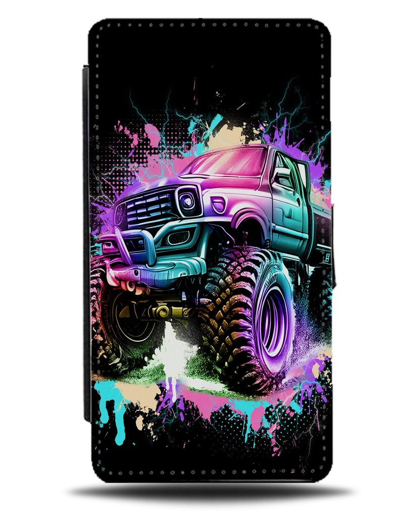 Colourful Monster Truck Flip Wallet Case Trucks Colour Splash Pop Art Car DH50