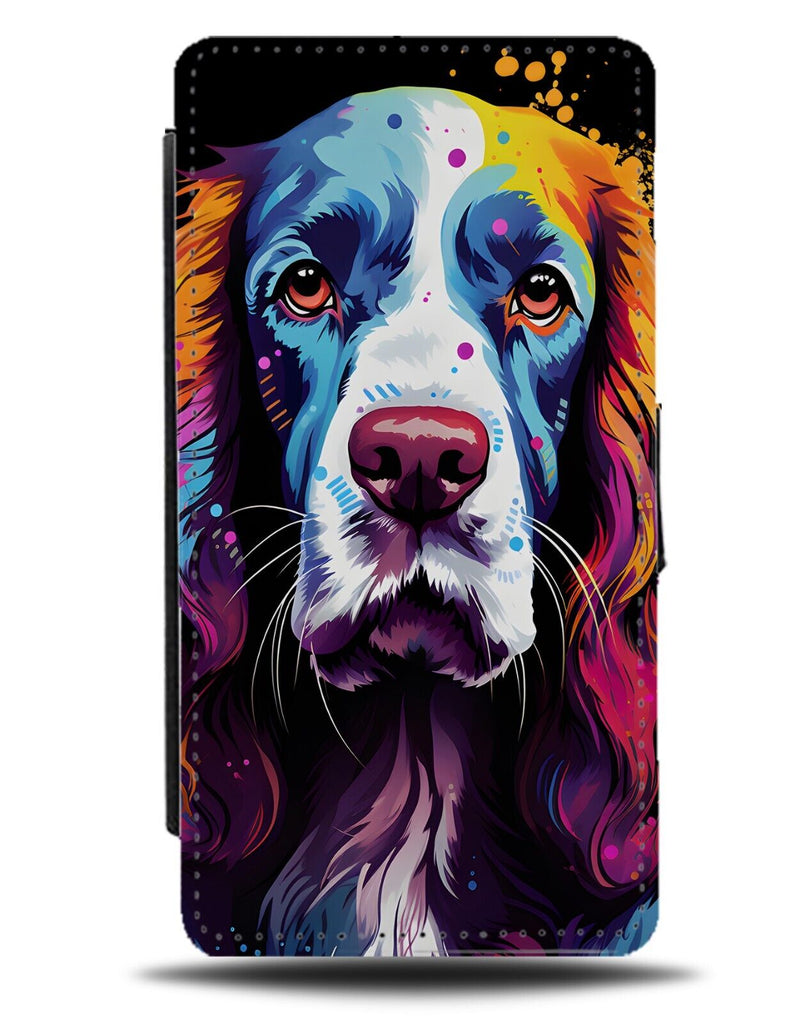 Colourful English Springer Spaniel Pop Art Flip Wallet Case Graffiti Dog DA14