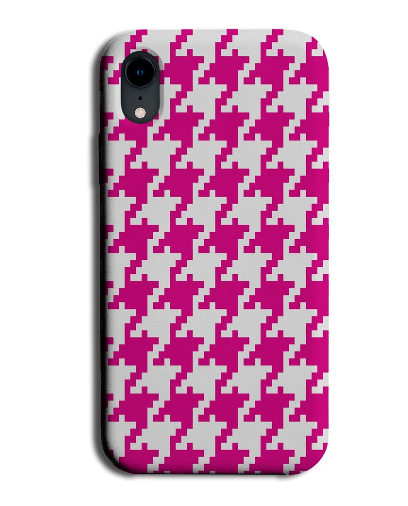 Hot Pink and White Houndstooth Pattern Phone Case Cover Dogtooth Design AT93