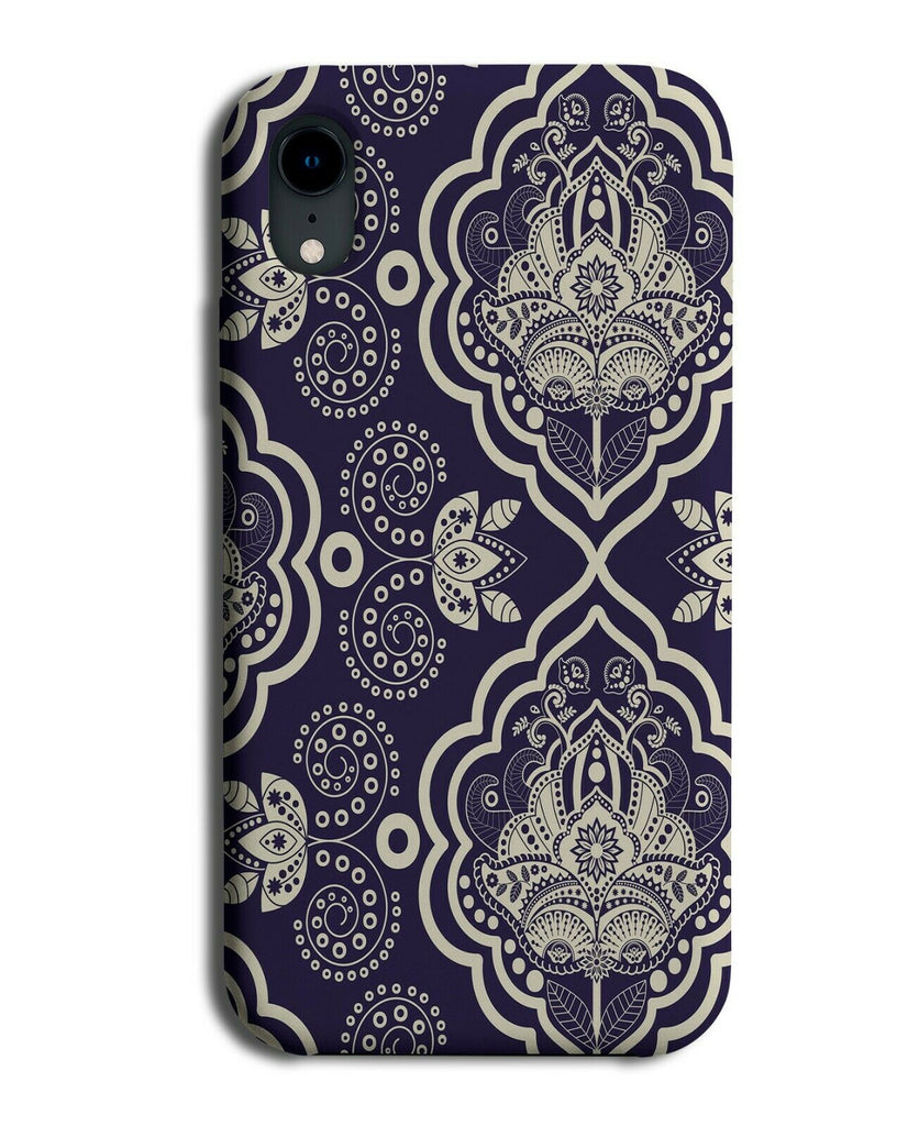 Navy Blue and White Tribal Leaves Phone Case Cover Indian Stencil Stencils G643
