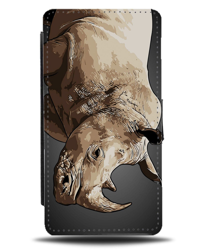 Two Horned Rhino Flip Wallet Case Rhinos Portrait Photograph Picture Face CS56
