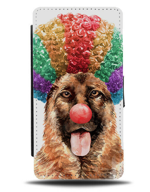 German Shepherd Clown Flip Wallet Case Clowns Colourful Wig Alsatian K707
