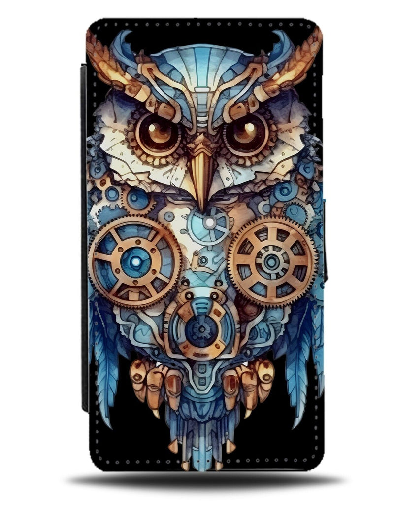 Steampunk Owl Artwork Flip Wallet Case Cogs Cog Machinery Owls Robot Punk CQ70