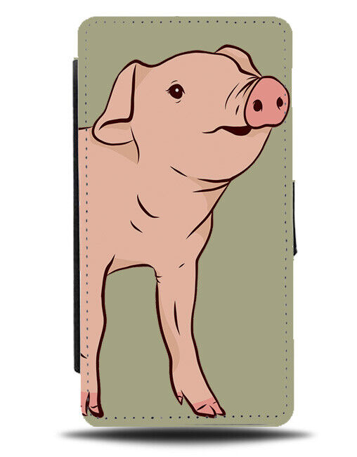 Tiny Piglet Flip Wallet Case Pig Pigs Baby Micro Piggy Micropig Cartoon K020