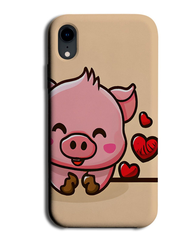 Funny Fat Cartoon Anime Pig Phone Case Cover Love Hearts Giggling Laughing CJ15