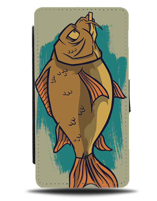 Carp Mounted Fish Cartoon Flip Wallet Case Fishing Carps Picture Design J338