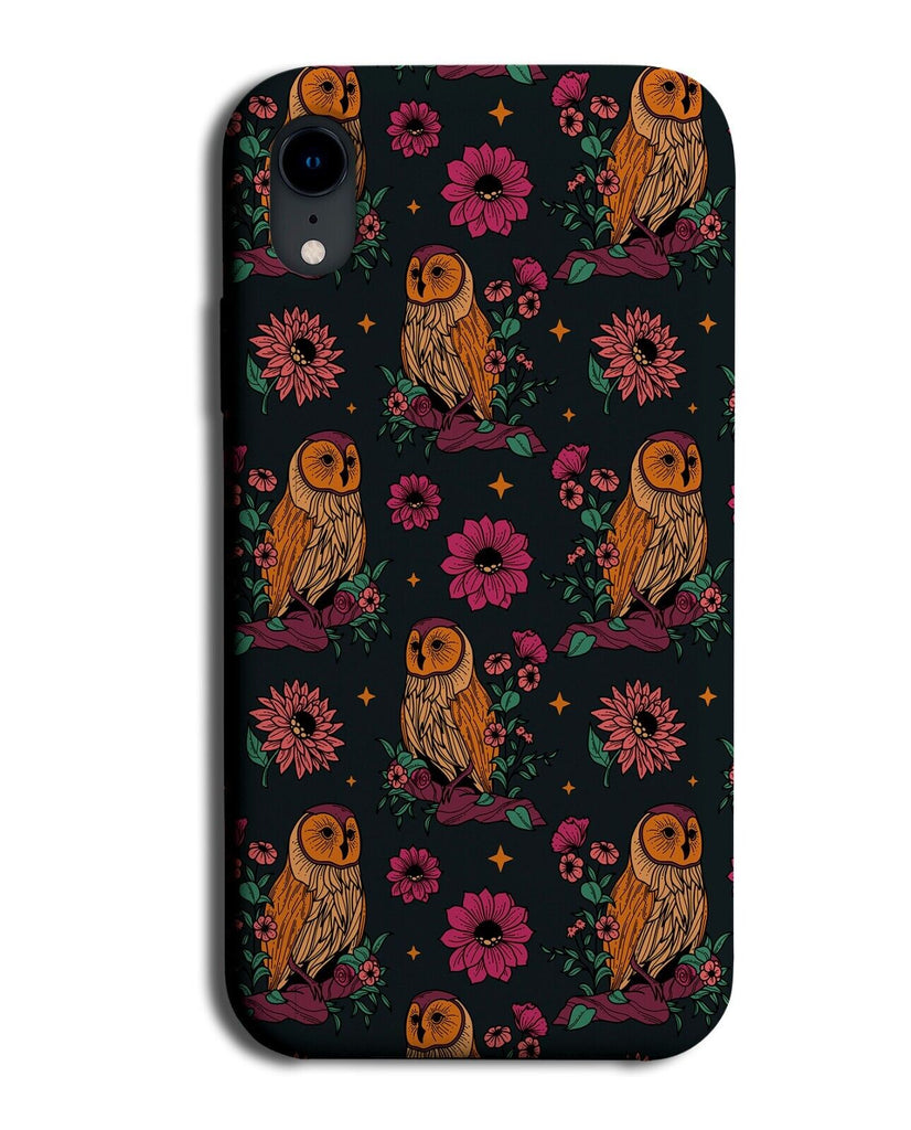 Nightowl Pattern Phone Case Cover Night Owl Owls Black Flowers Floral Dark LP07