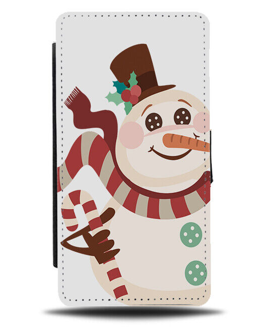 Snowman and Candy-Cane Flip Wallet Case Candy Cane Canes Candycane Snow Men N790