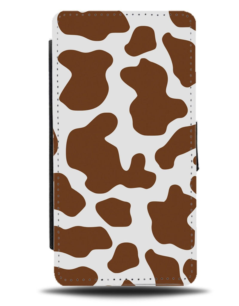 Brown and White Cartoon Cow Print Flip Wallet Case Skin Spots Pattern AG58