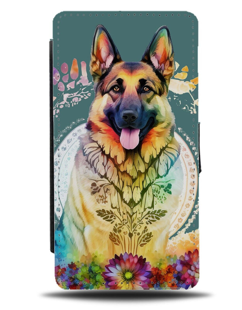 King German Shepherd God Funny Flip Wallet Case Novelty Flowers Retro Dog BG35