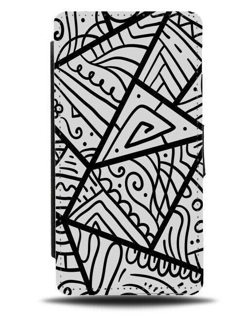 African Tribal Geometric Pattern Flip Wallet Case Africa Black and White H482