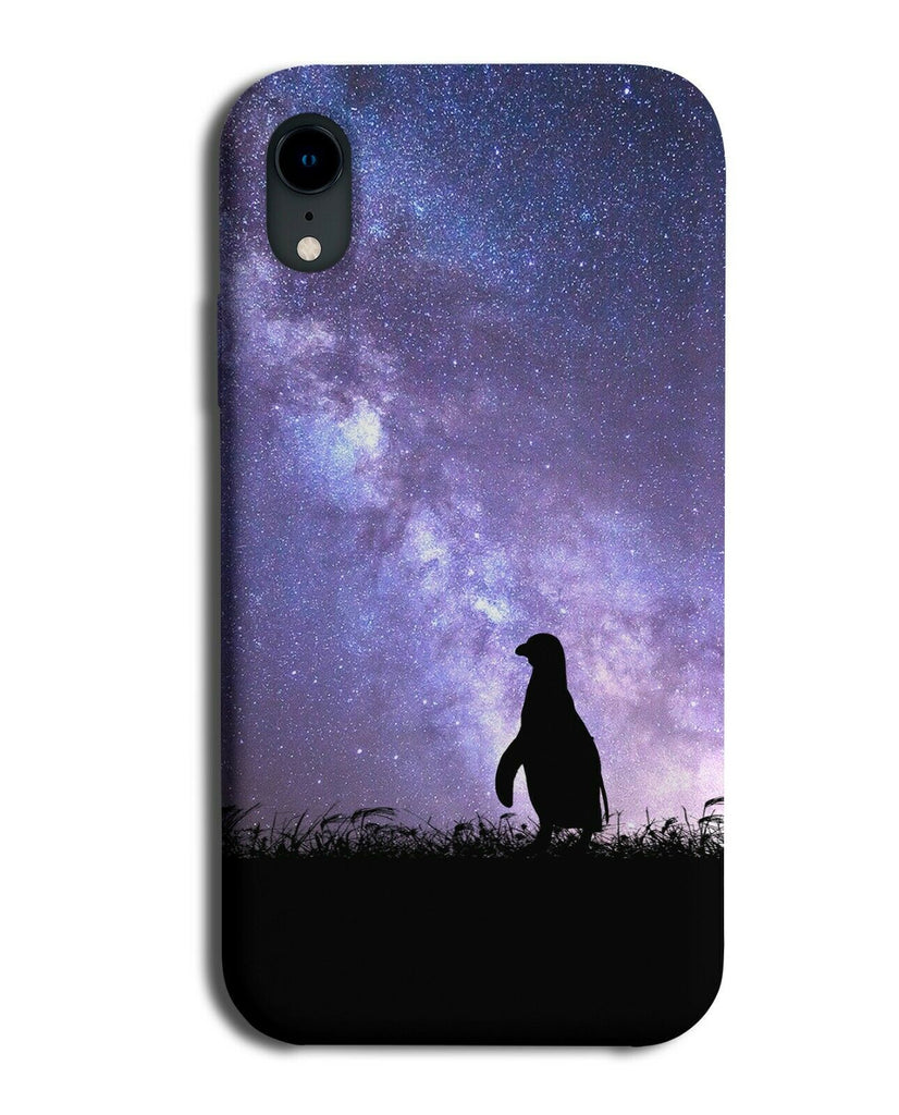 Penguin Silhouette Phone Case Cover Penguins Galaxy Moon Universe i219