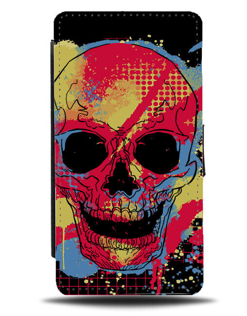 Colourful Graffiti Flip Wallet Case Skull Skulls Multicoloured Art Skeleton N464